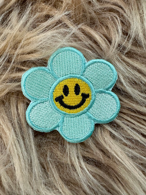 Monogrammed Patches- "Smiley Flowers" Seafoam Green