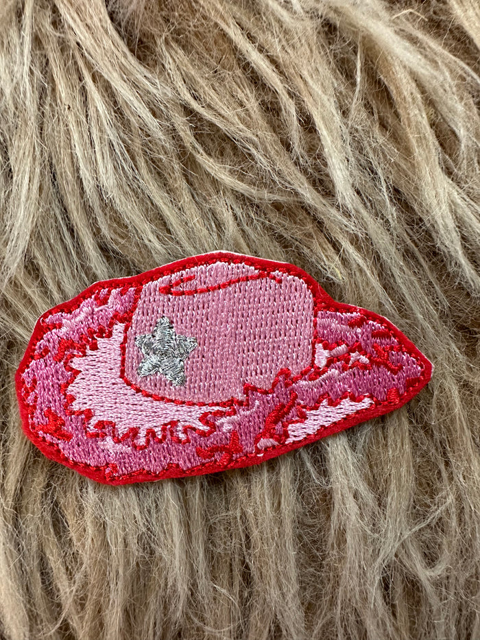 Monogrammed Patches- "Cowboy Hats" Pink & Red