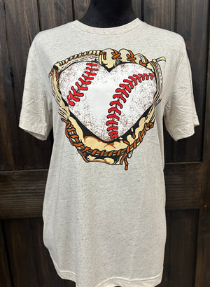 "Baseball Heart In Glove" Tee