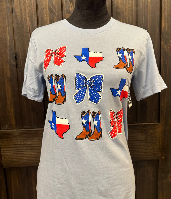 "Texas Flag, Boots, & Bows" Tee