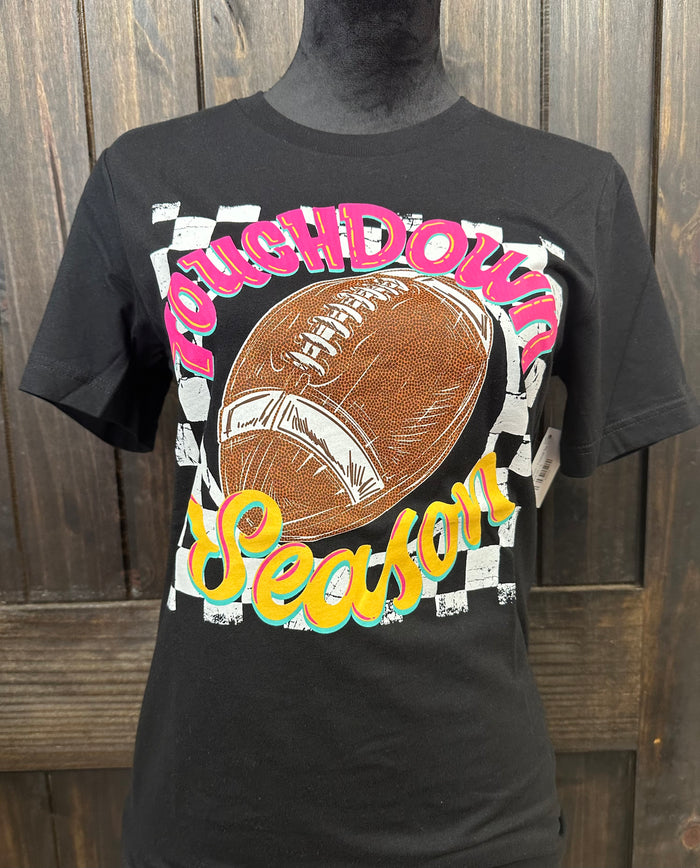 "Touchdown Season" Black Checkered Tee