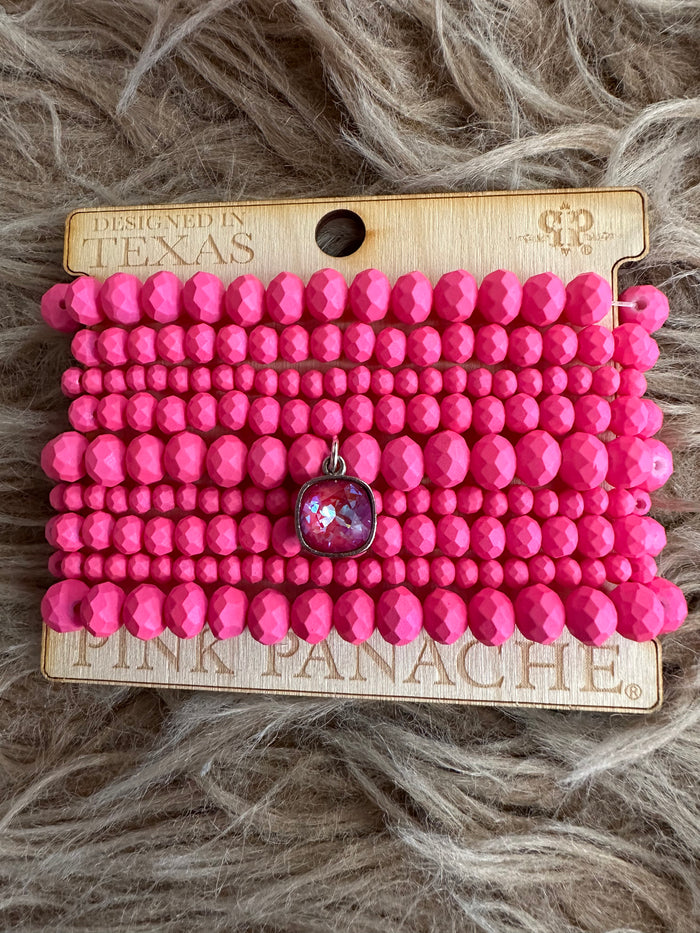 Pink Panache Cluster Bracelets- Neon Hot Pink "Pink Diamond"