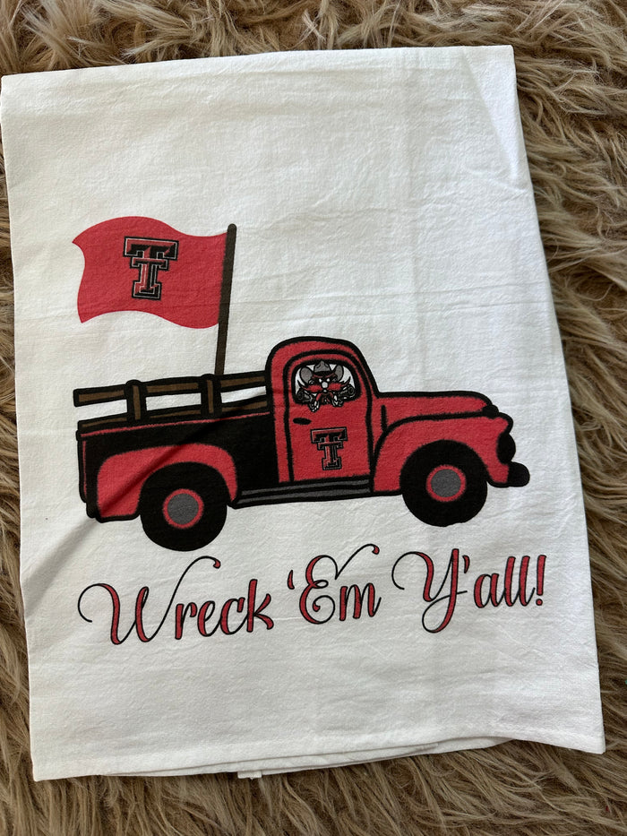 Kitchen Towels- "Texas Tech; Wreck 'Em Y'all"