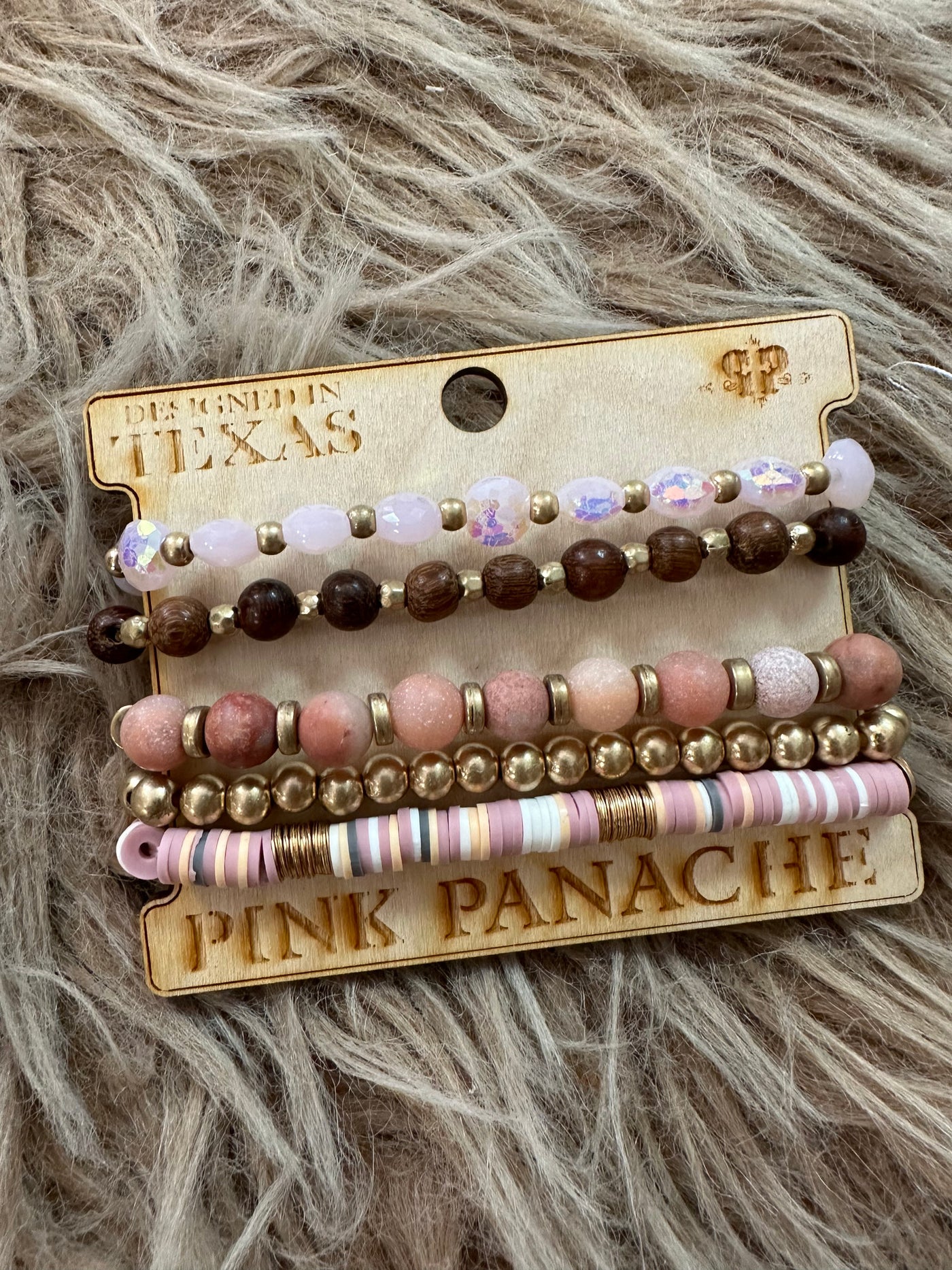 Pink + Gold Beaded Bracelet