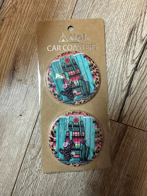 Car Ceramic Coasters- "Serape & Cactus"