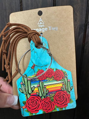 Bag Tags- "Serape & Rose Cactuses" Ear Tag