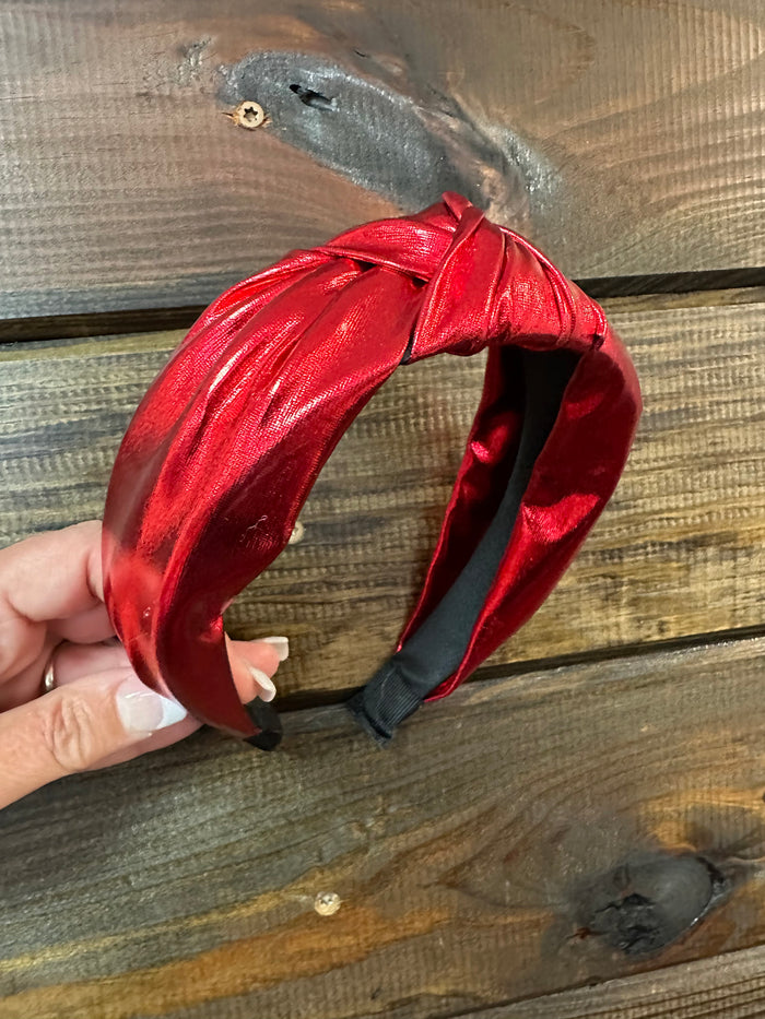 Shiny Metallic Headband- Red