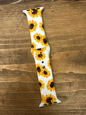 Silicone Watchband- White Sunflowers