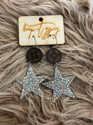 Rachel Revamped Earrings- Silver Rhinestone Stars