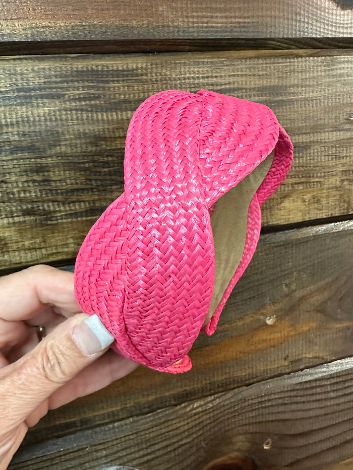 Wavy Weaved Headband- Hot Pink