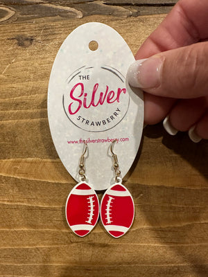 Sway Clay Earrings- "Football" Red & White
