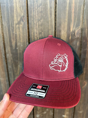 "White Bulldog Head" Maroon & Black Hat