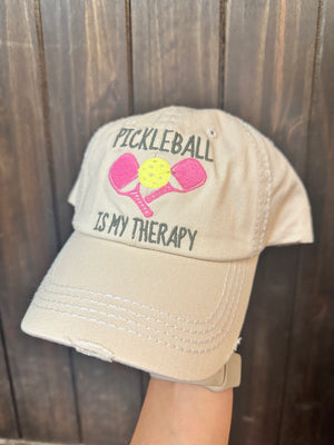 "Pickleball Is My Therapy" Light Tan Hat