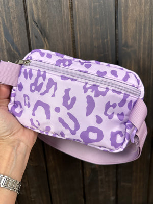Nylon Bum Bag Purses- Purple Cheetah