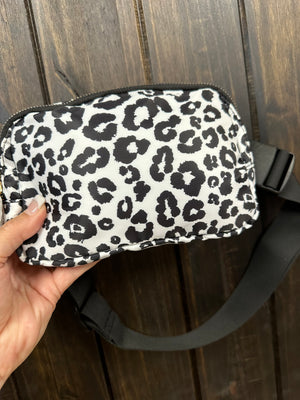 Nylon Bum Bag Purses- Black Cheetah