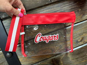 Oversized Wristlet Clutch- "Cougars" Embroidered Patch