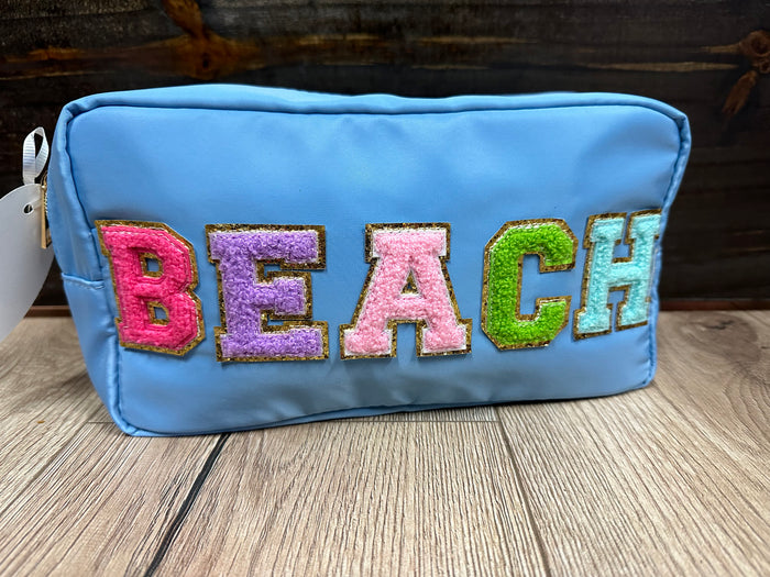 "Bailey" Chenille Bag- "Beach" Baby Blue