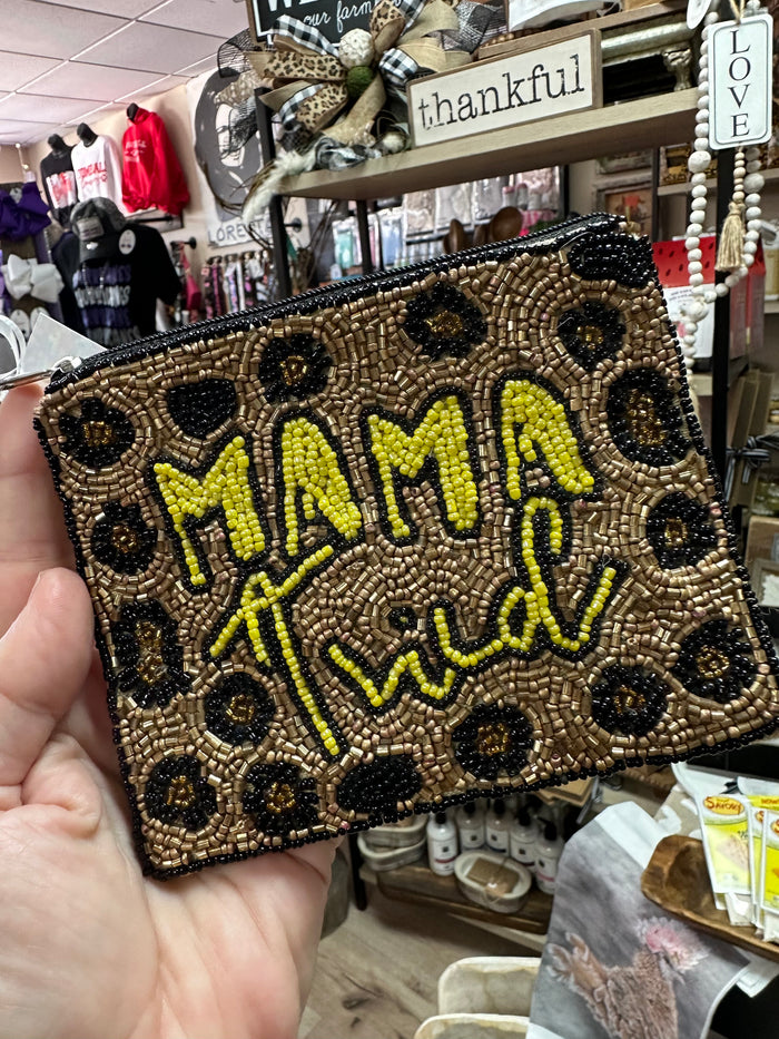 Coin Purse Wallet- "Mama Tried" Gold Cheetah