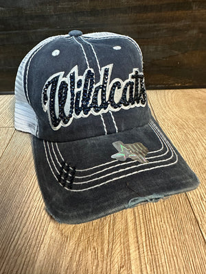 "Wildcats; Blinged Out" Blue Denim Hat