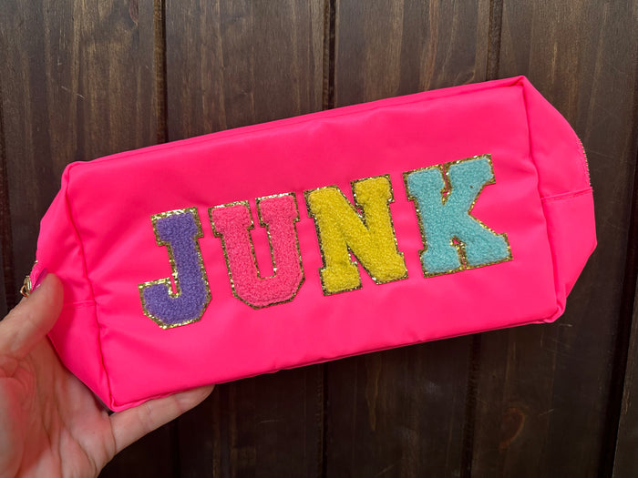 "Bailey" Chenille Bag- "Junk" Neon Pink