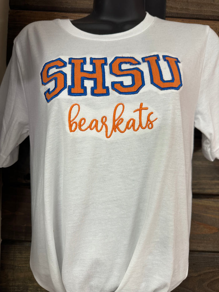 "SHSU Bearkats" White Applique Tee