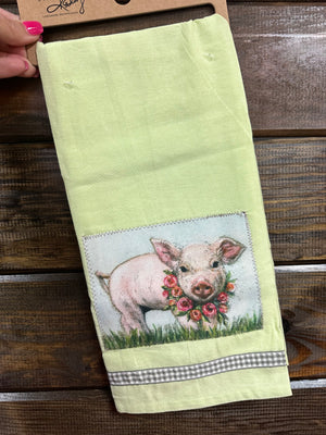 Kitchen "Sewn Patch" Towels- "Floral Pig"