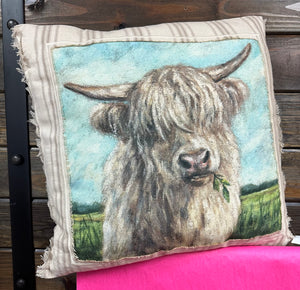 Home Pillows- "White Highland Cow"