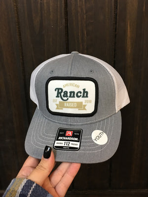 Kids Hat- "American Ranch Raised" Grey Denim