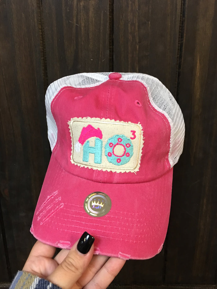 "HO^3" Pink Denim Hat