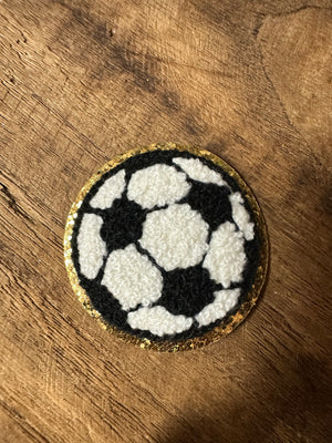 Chenille Hat Patches- "Glitter Soccerball" (2X2)
