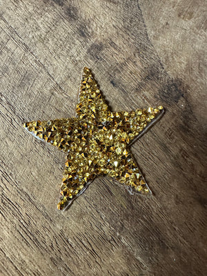 Stoned Beaded Hat Patches- "Gold Star" (6cm)