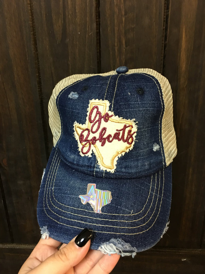 "Go Bobcats Texas" Middle Blue Denim Hat