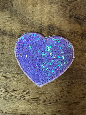 Sequin Hat Patches- "Lavender Purple Heart" (2.5X2.5)