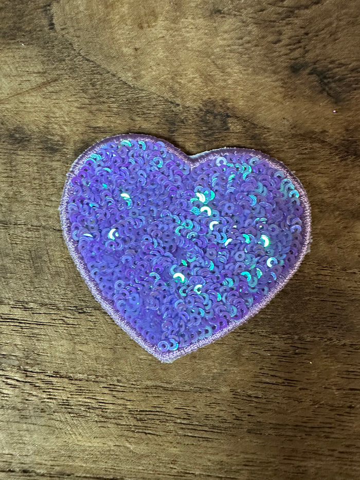 Sequin Hat Patches- "Lavender Purple Heart" (2.5X2.5)