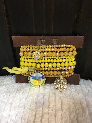 Shania Cluster Bracelet- "Golden Angel" Mustard