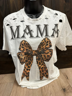 "Cheetah Mama Bow" Blinged Out Tee