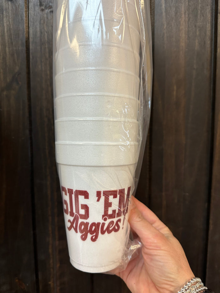Styrofoam Cups- "Gig Em Aggies"