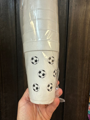 Styrofoam Cups- "Soccer Ball Wrap" Black