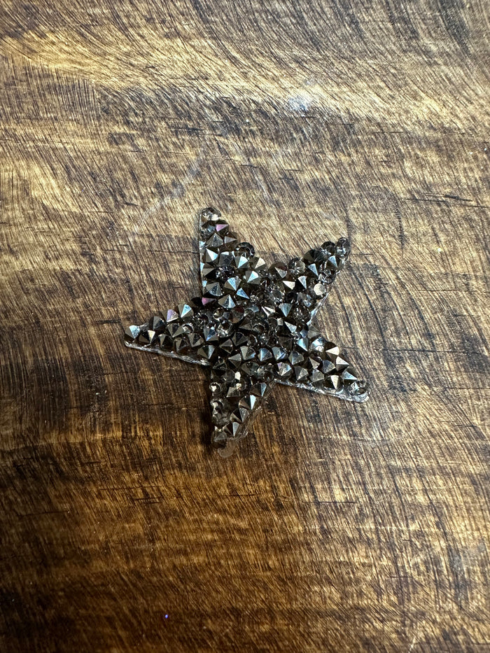 Stoned Beaded Hat Patches- "Gun Metal Star" (3.5cm)