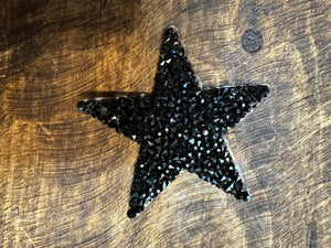 Stoned Beaded Hat Patches- "Black Star" (6cm)