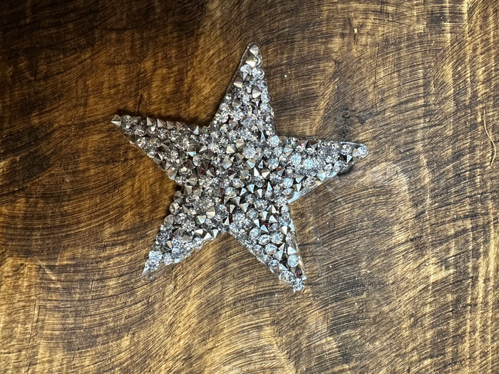 Stoned Beaded Hat Patches- "Silver Star" (6cm)