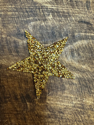 Stoned Beaded Hat Patches- "Gold Star" (8cm)