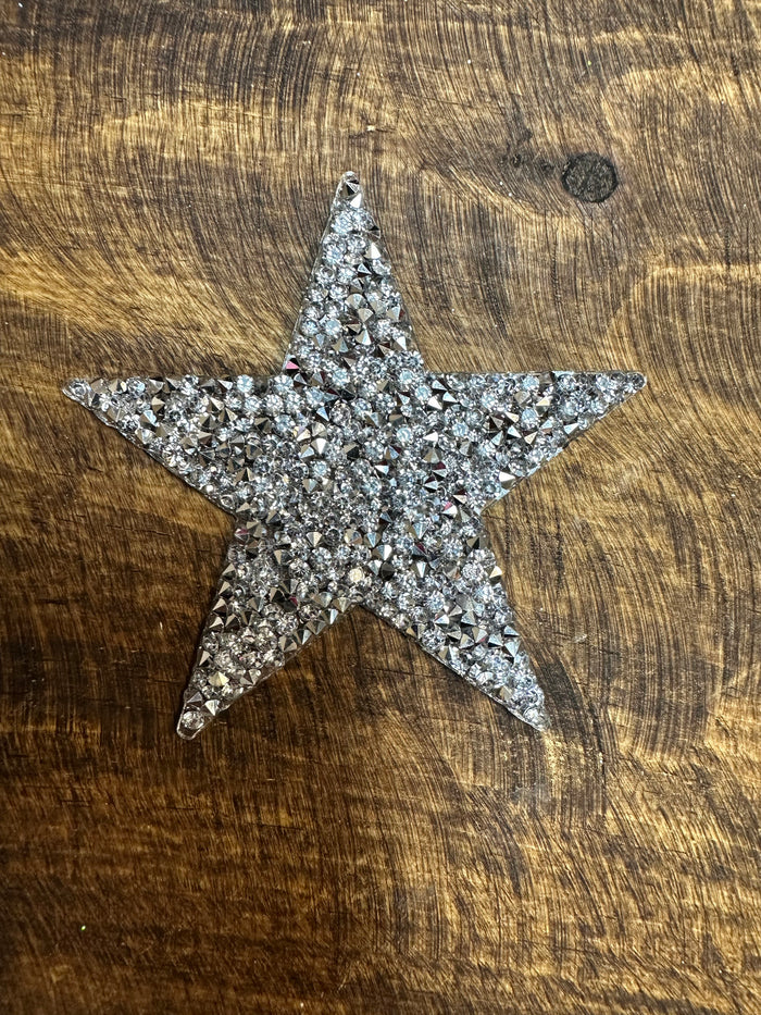 Stoned Beaded Hat Patches- "Silver Star" (8cm)