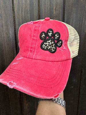 Applique Cheetah "Cougar Paw" Red Hat