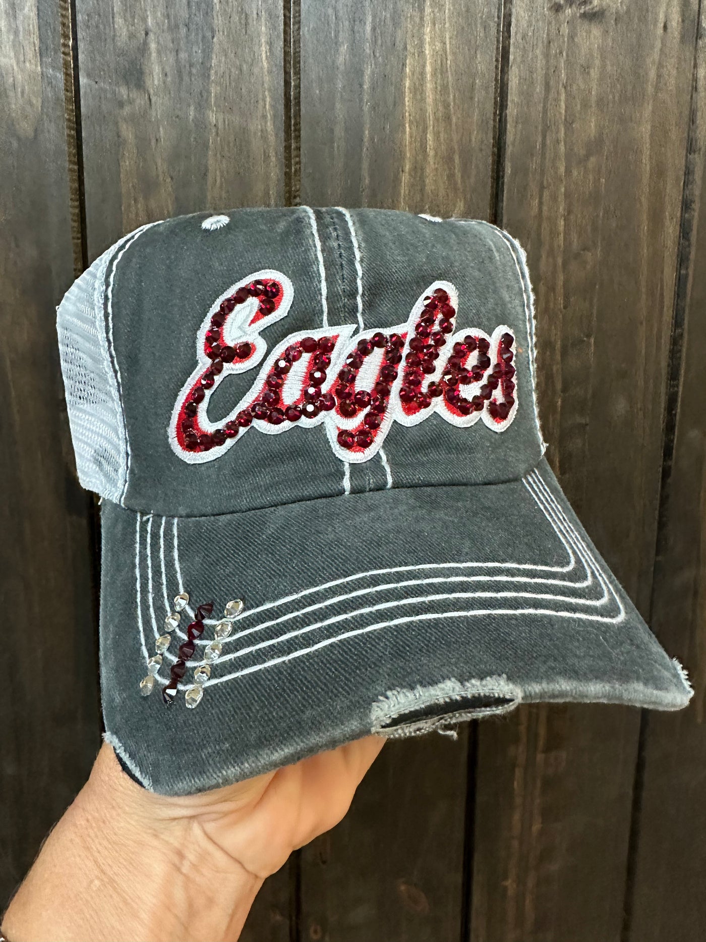 Eagles; Blinged Out White Mesh Hat – The Silver Strawberry