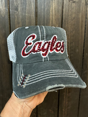 "Eagles; Blinged Out" White Mesh Hat