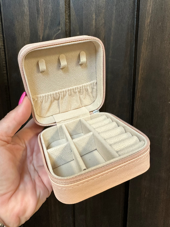 "Mini" Travel Jewelry Box Holder- Peach Pleather