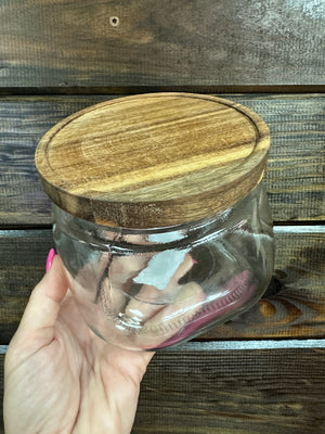 Home Décor- "Glass Jars; Wood Top"