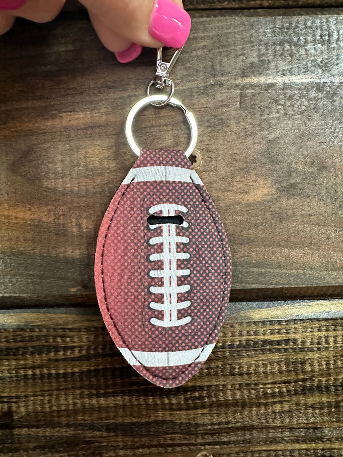 Neoprene Chapstick Keychain- "Football" Brown