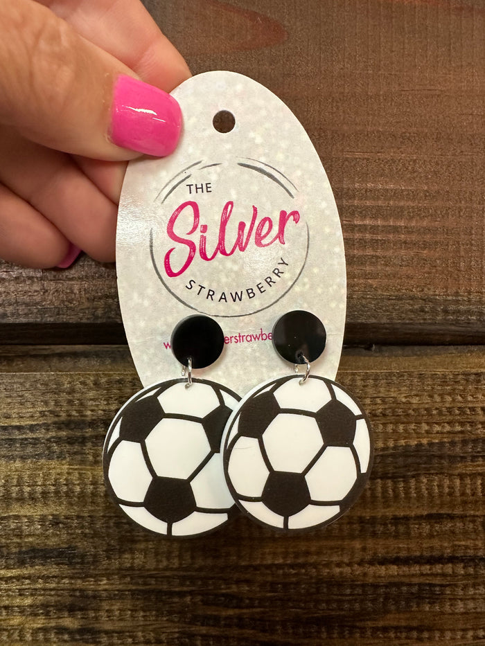 Wanna Be Earrings- "Soccer" White